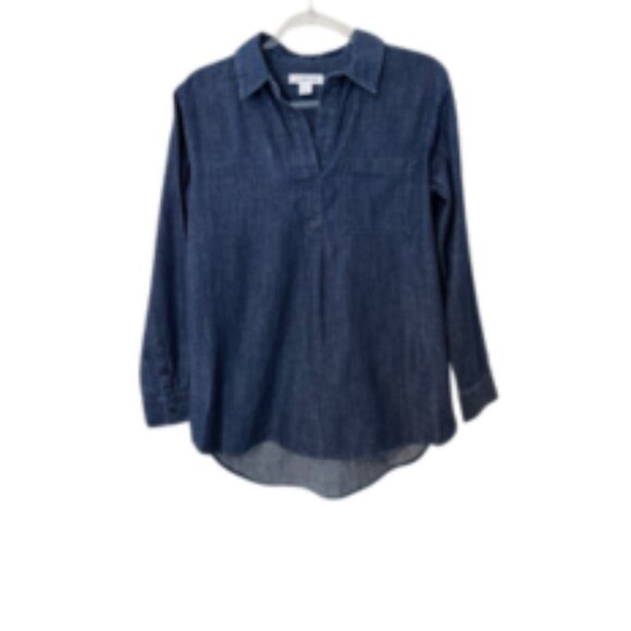 Liz Claiborne Blouse Women's Dark Denim Tunic Top – NWT, Size Small - Picture 1 of 7
